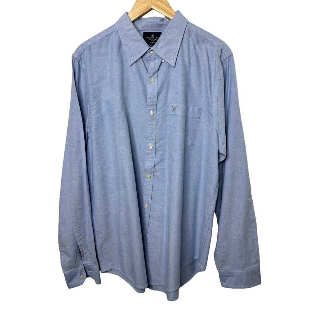 American Eagle Slim Fit Blue Long Sleeve Button Down Shirt Men's XL